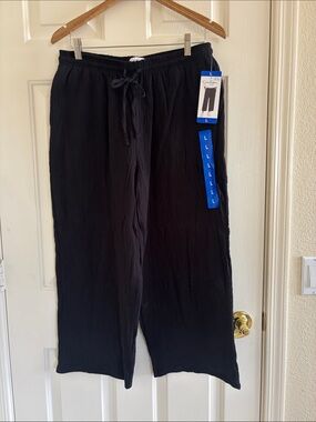 Jessica Simpson Black Wide-Leg Drawstring Lounge Pants